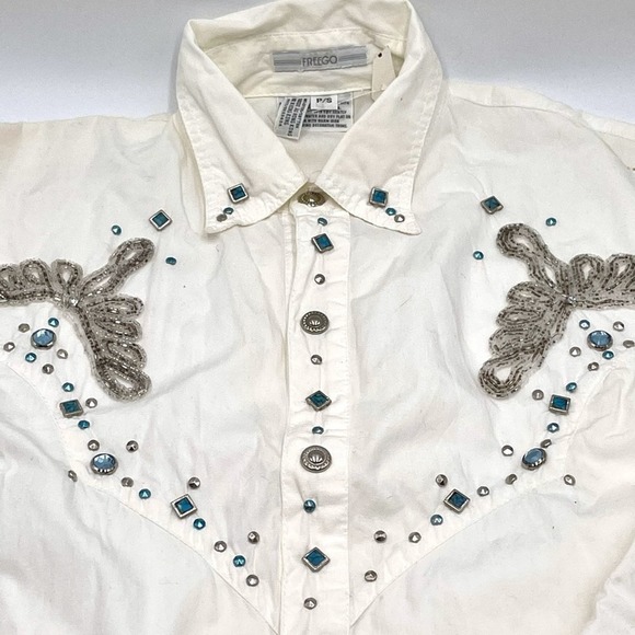 Vintage Freego Western white Shirt NWT size SMALL - Picture 8 of 11